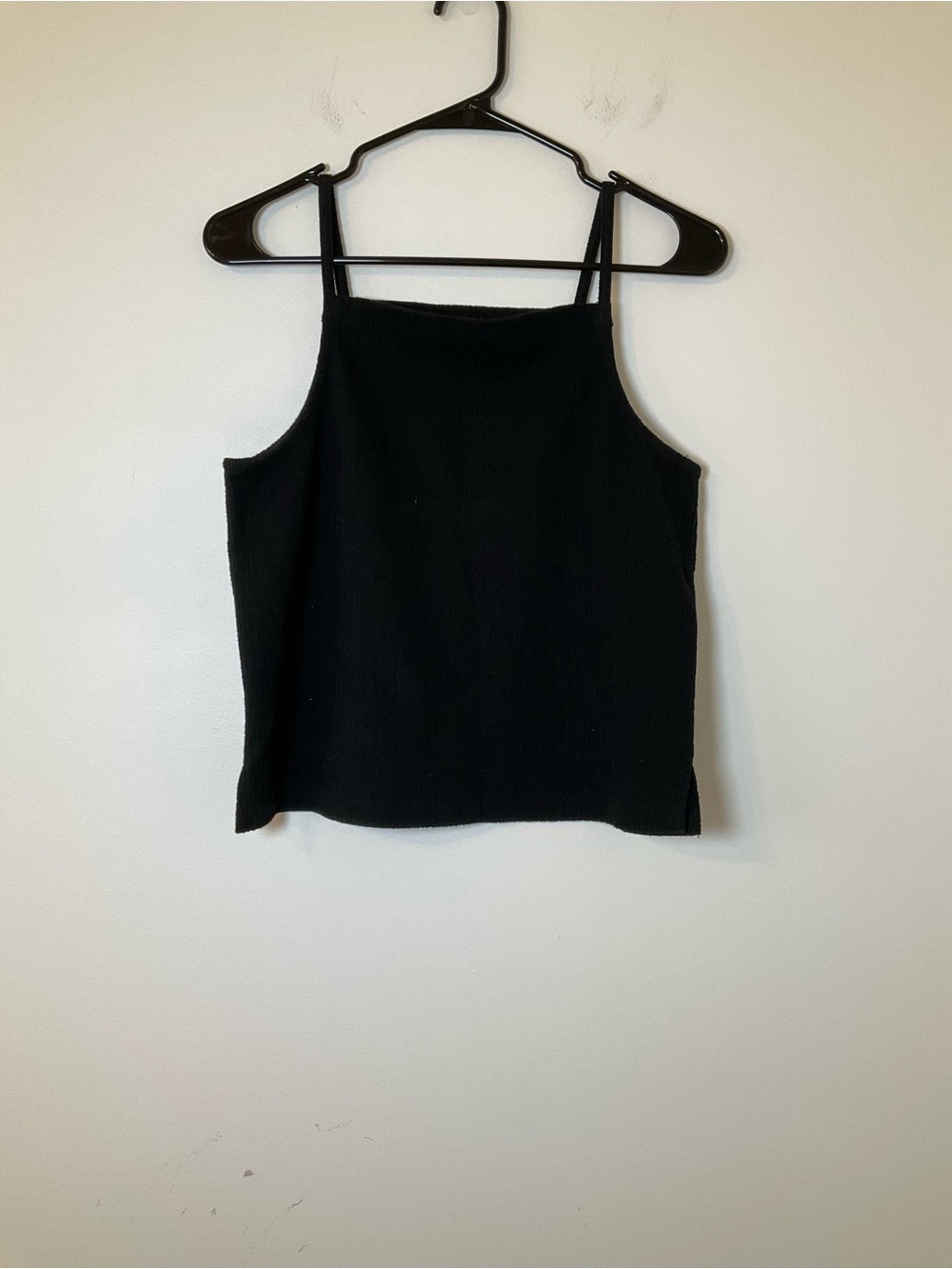 Madewell Black Ribbed Knit Cropped Cami Tank Top Size Small